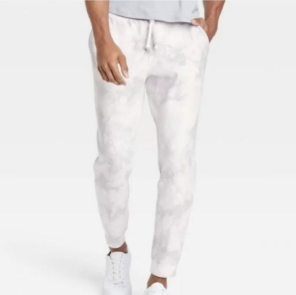 NWT All in Motion Men's French Terry Premium Joggers Size XXL Gray Tie-Dye - Picture 1 of 16